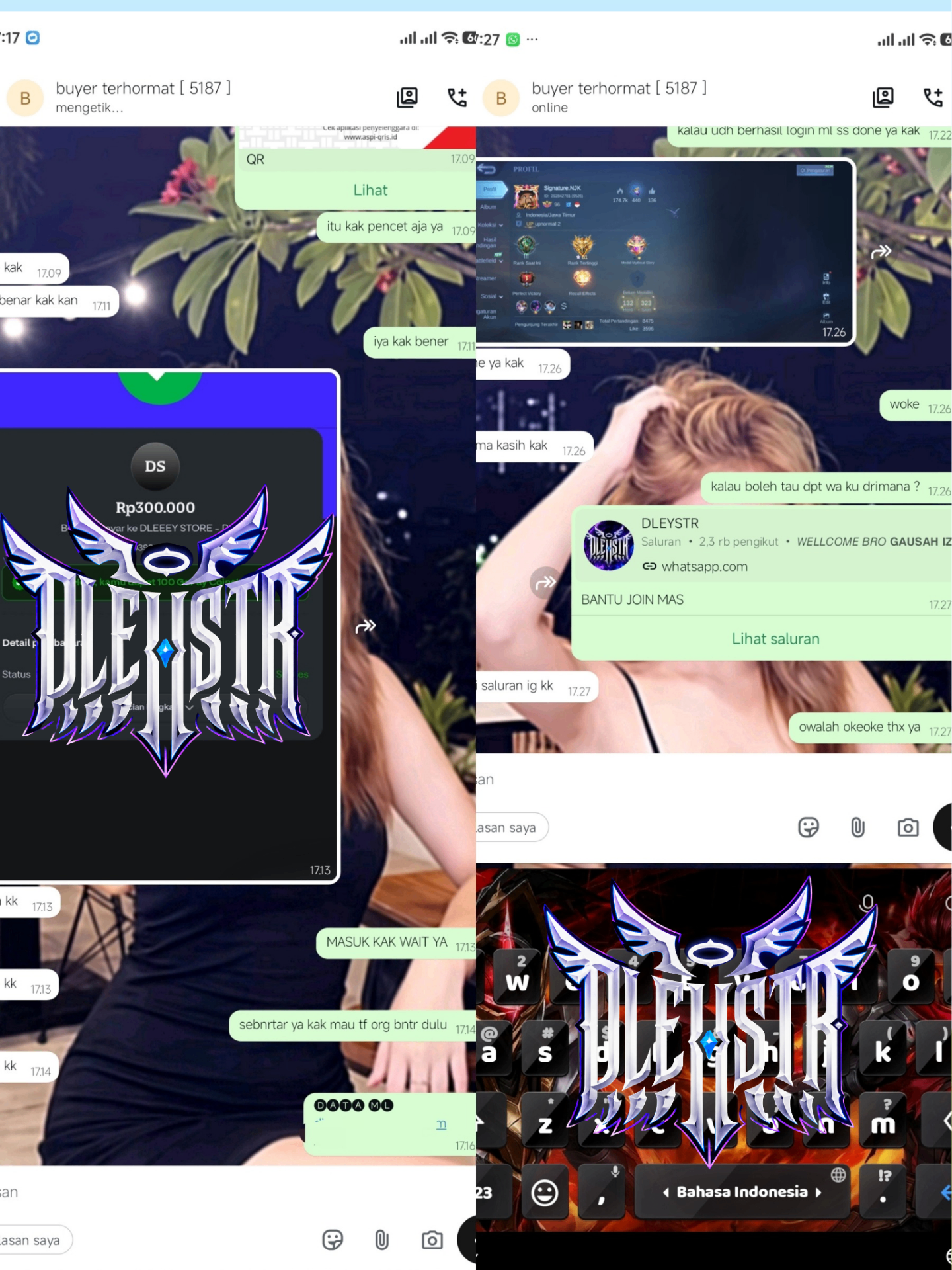 Bukti transaksi Rp300.000 - Testimoni Customer Dleystr